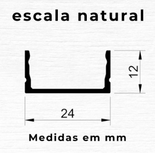 Desenho técnico com as medidas do perfil Space
