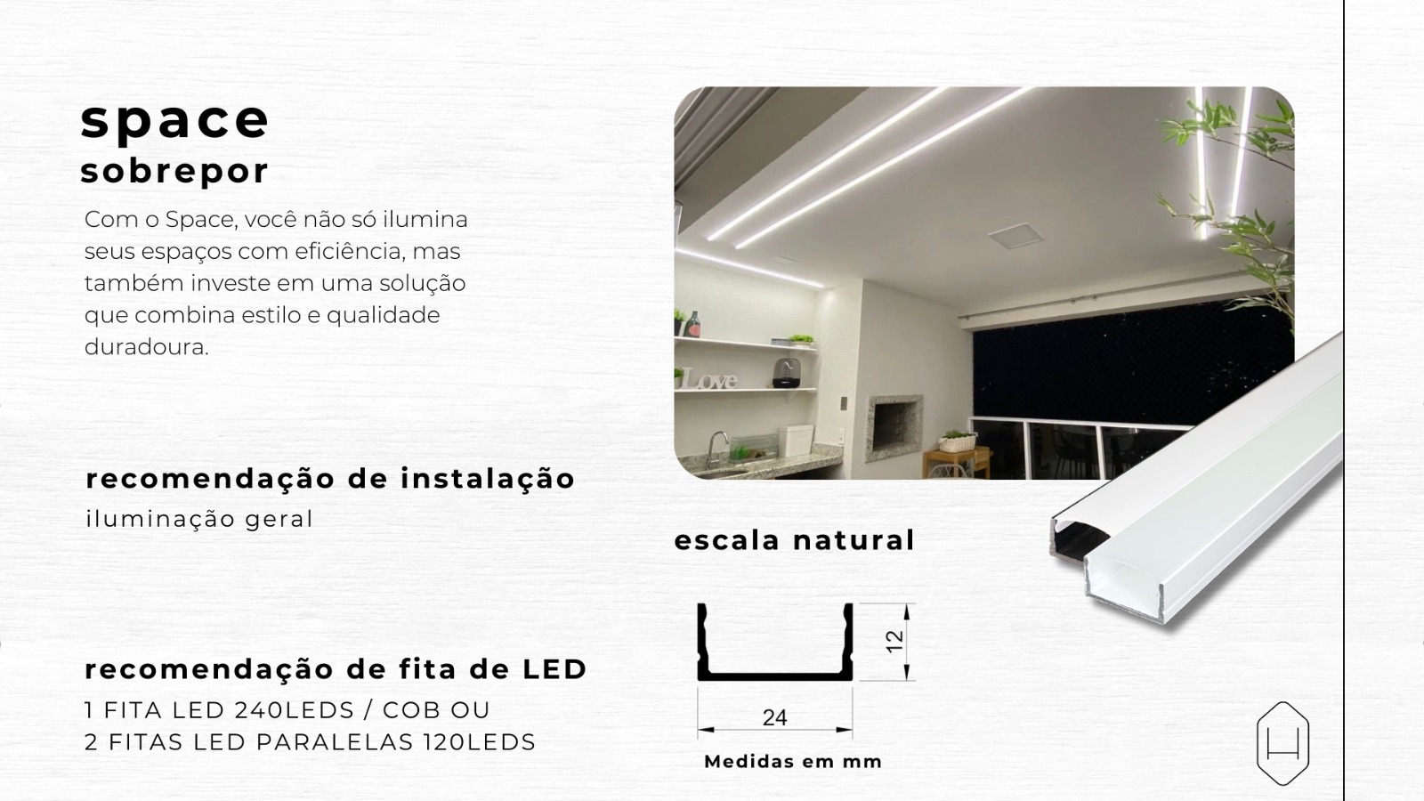 Ficha técnica Space — medidas e recomendações de instalação