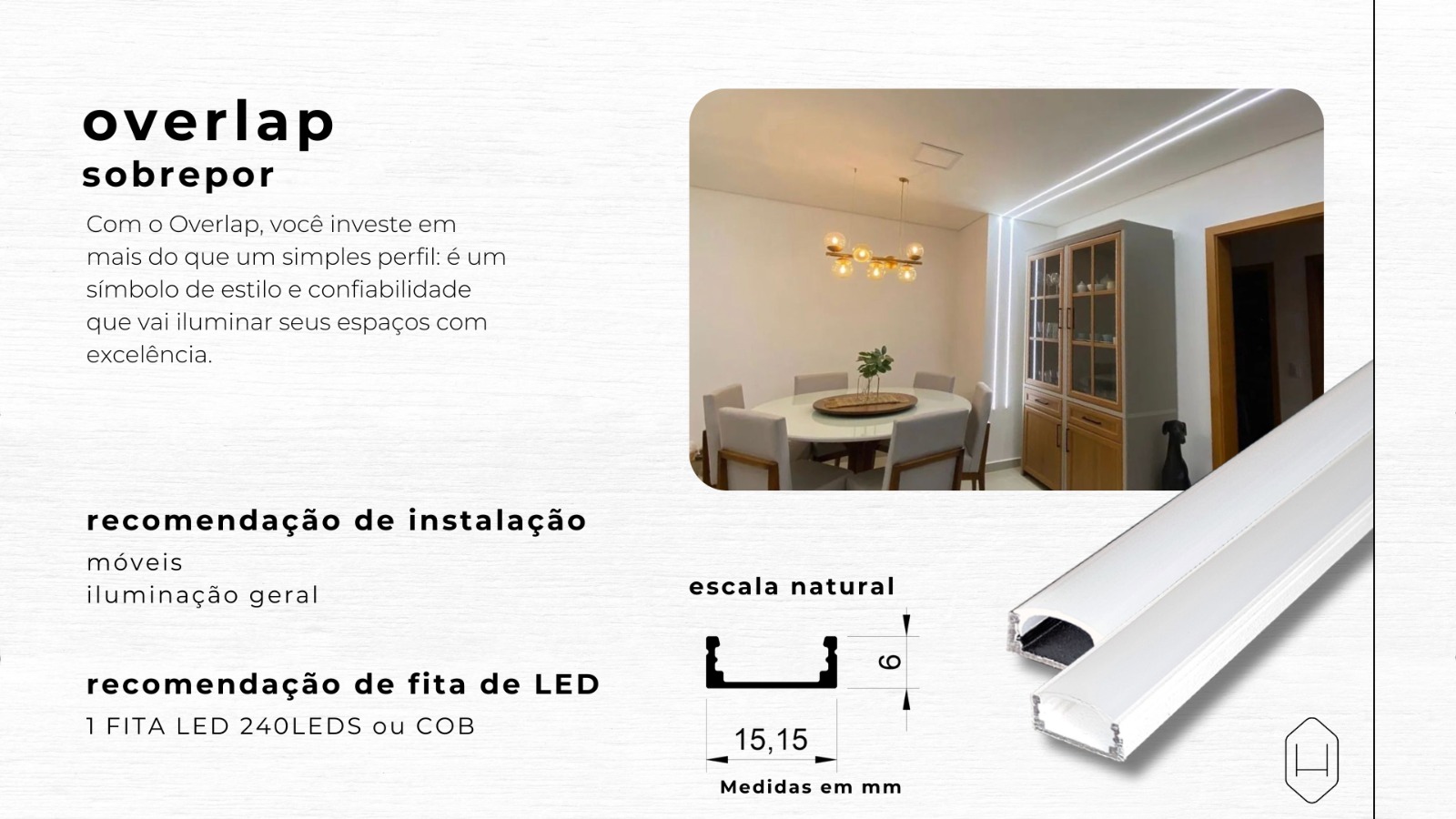 Ficha técnica Overlap — medidas e recomendações de instalação