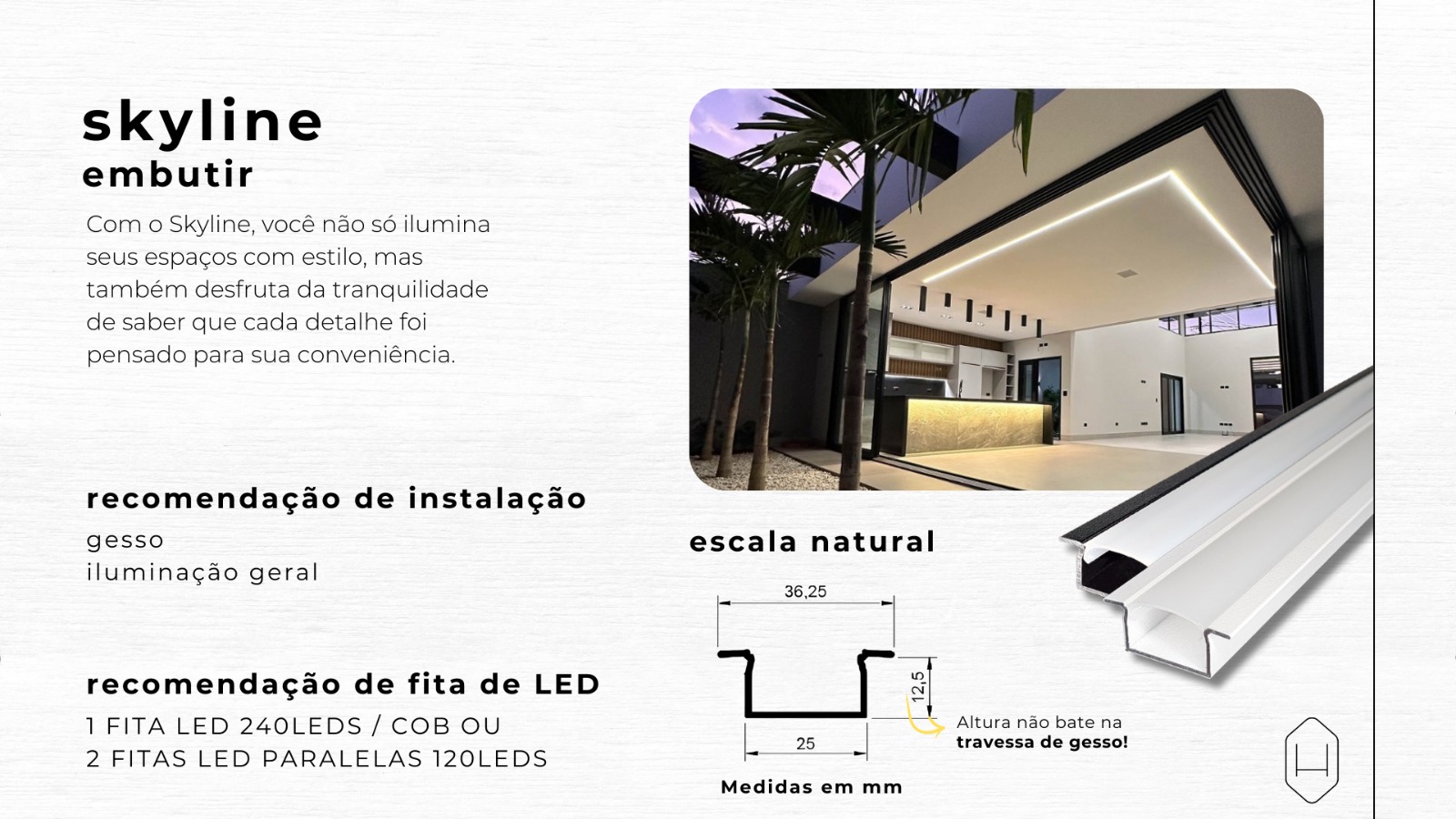 Ficha técnica Skyline — medidas e recomendações de instalação
