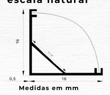 Desenho técnico com as medidas do perfil Miter