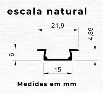Desenho técnico com as medidas do perfil Inlay