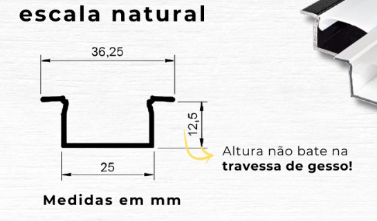 Desenho técnico com as medidas do perfil Skyline